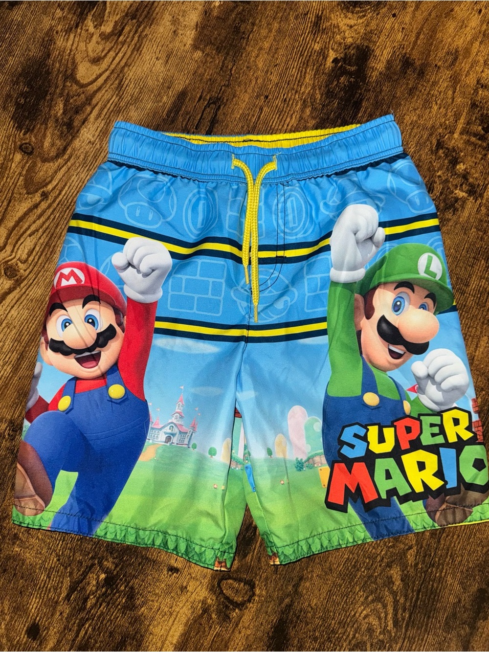 Nintendo Super Mario Blue Green Swim Trunks